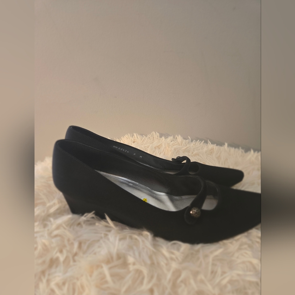 Stuart Weitzman Womens 9 Black Suede Leather Squa - Picture 4 of 11